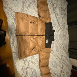 The North Face Brown and Black Hoodless Puffer Jacket